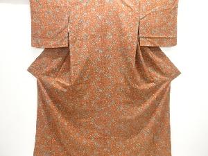 未使用品　草花に毘沙門亀甲模様小紋着物